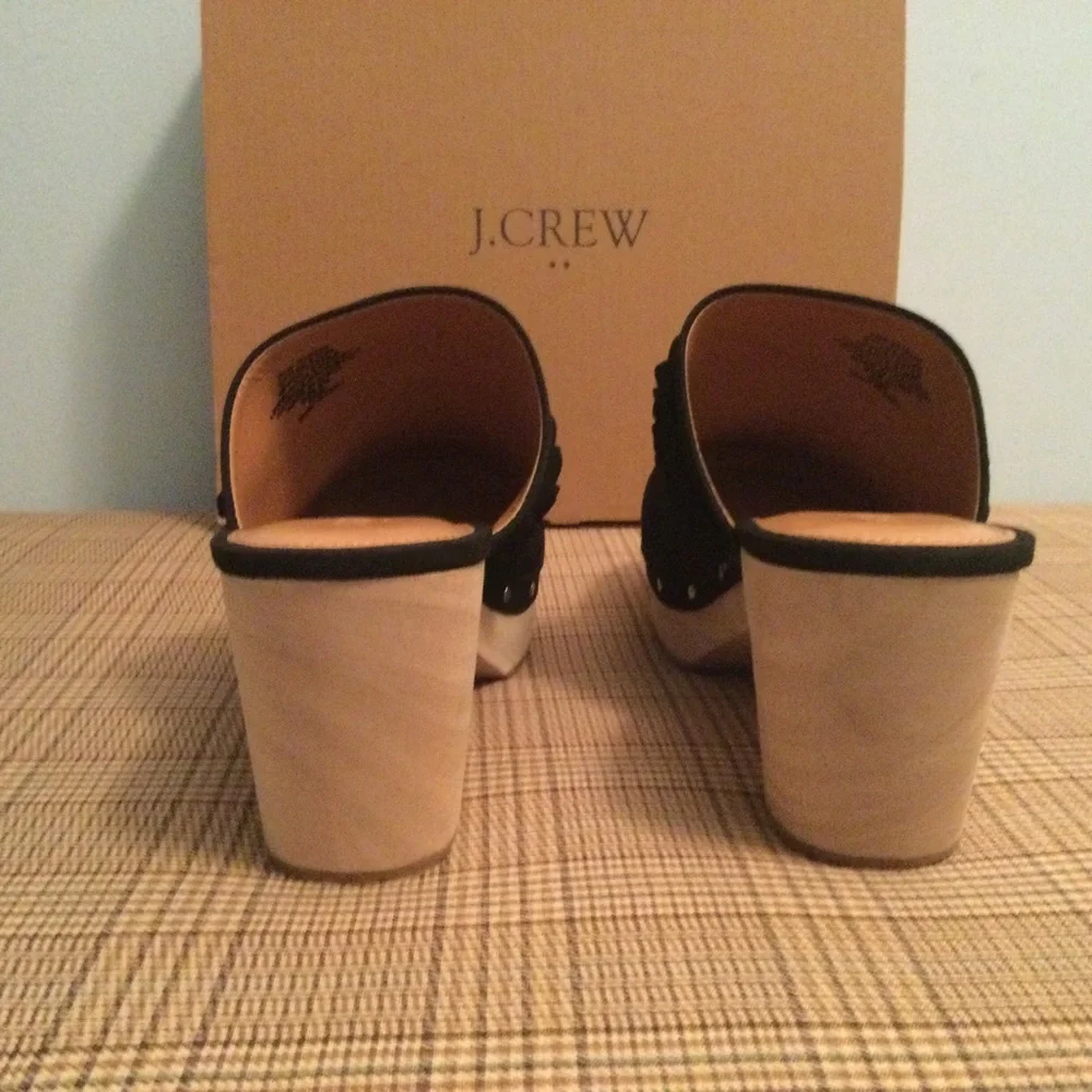 NWT JCREW Clogs Sueded Boho Black Wood Shoes- Size 8.5 Womens - Picture 7 of 9
